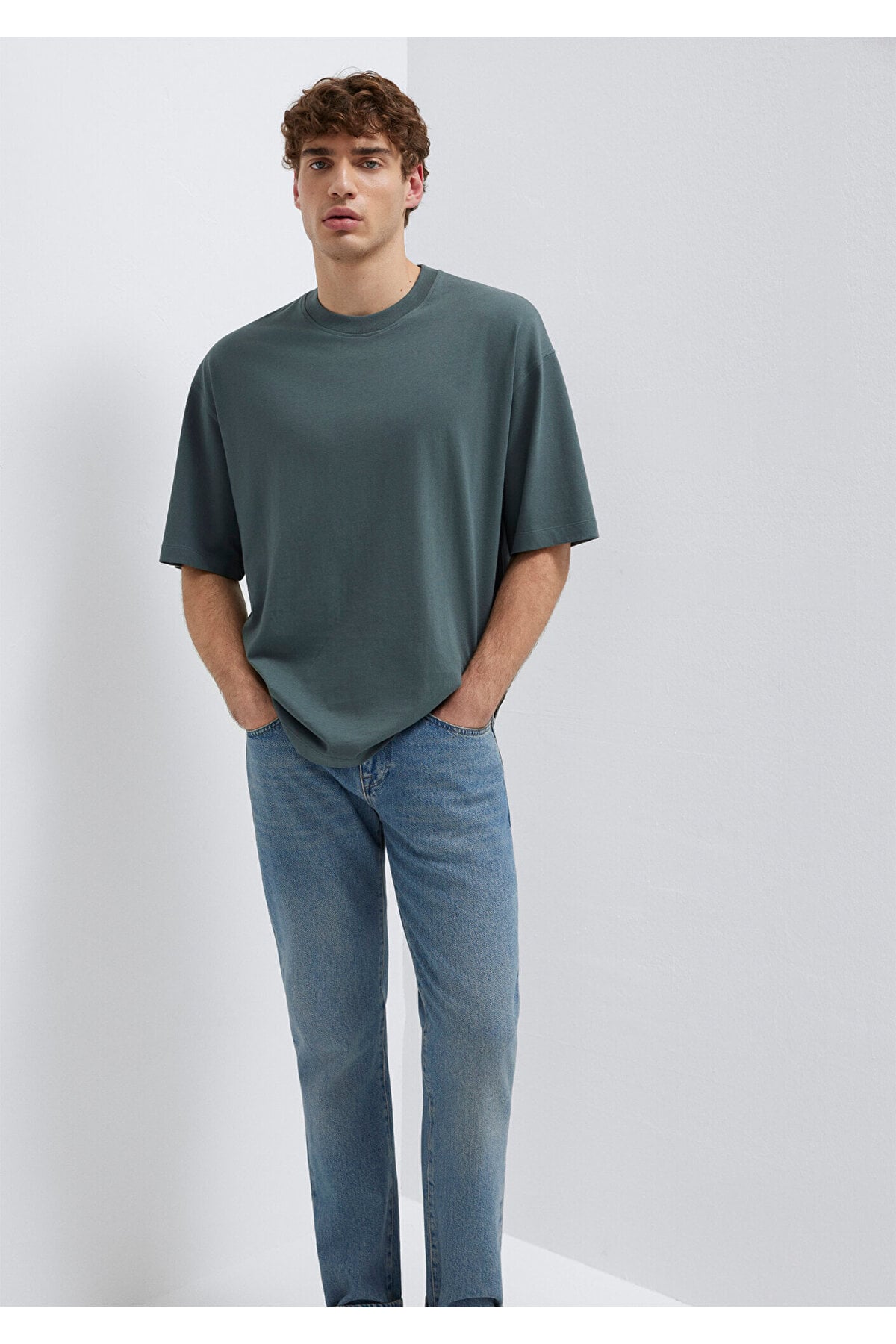 Yeşil Basic Tişört Oversize / Geniş Kesim 0613113-71598
