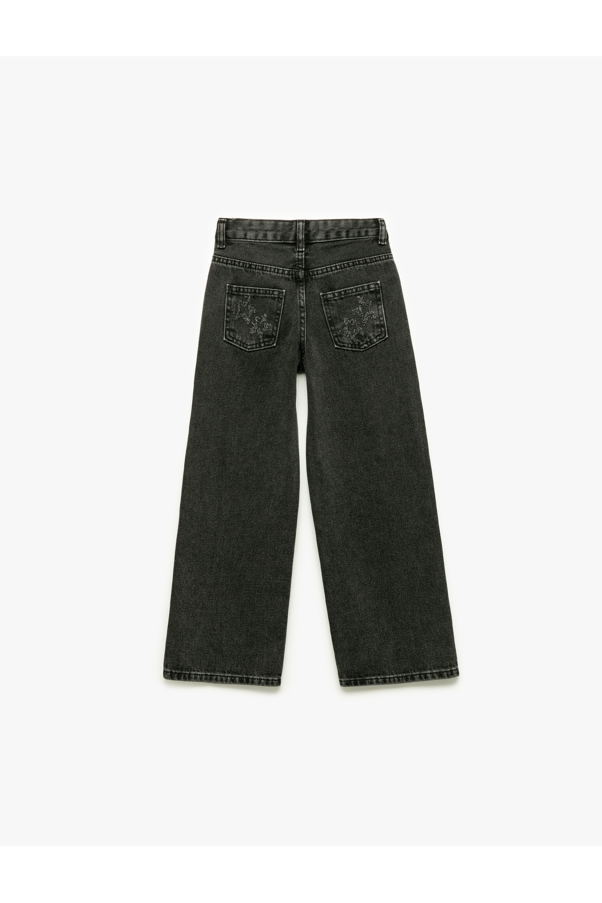 Yıldız Desenli Bol Kalıp Pamuklu Geniş Paça Denim Pantolon