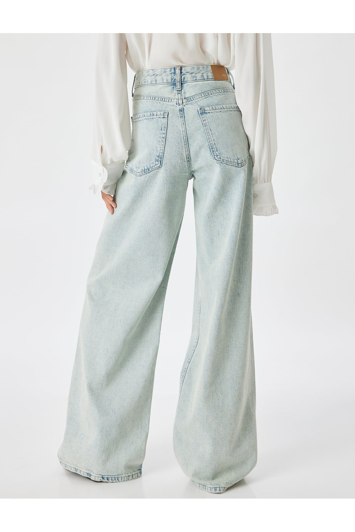Yırtık Kot Pantolon Düşük Bel Düğmeli Bol Paça Pamuklu - Loose Straight Fit Jean