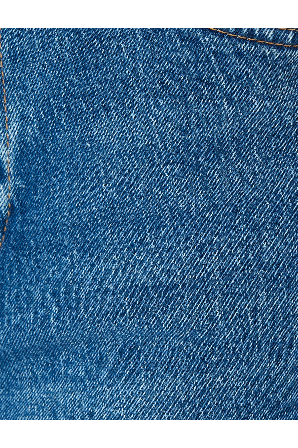 Yüksek Bel Bol Kalıp Düz Paça Düğmeli Cepli Pamuklu Kot Pantolon - Mom Jean