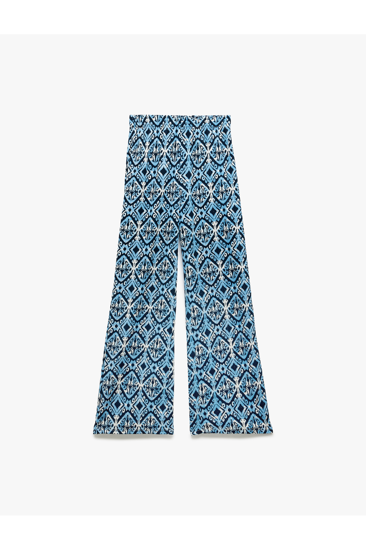 Yüksek Bel Bürümcük Baskılı Geniş Paça Pantolon Bürümcük