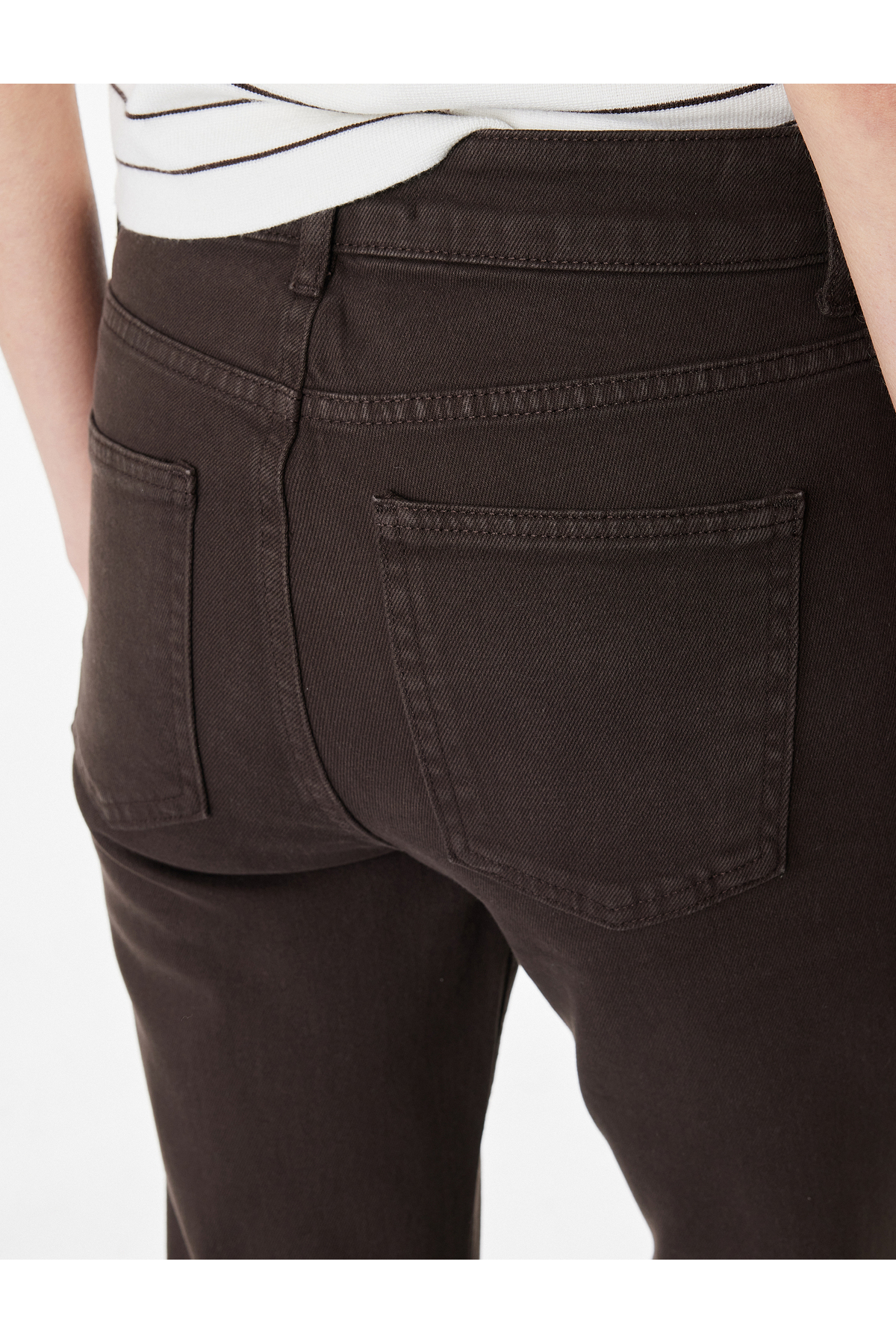 Yüksek Bel Düğme Detaylı Cepli Dar Kesim İspanyol Paça Denim Pantolon - Flare Jeans