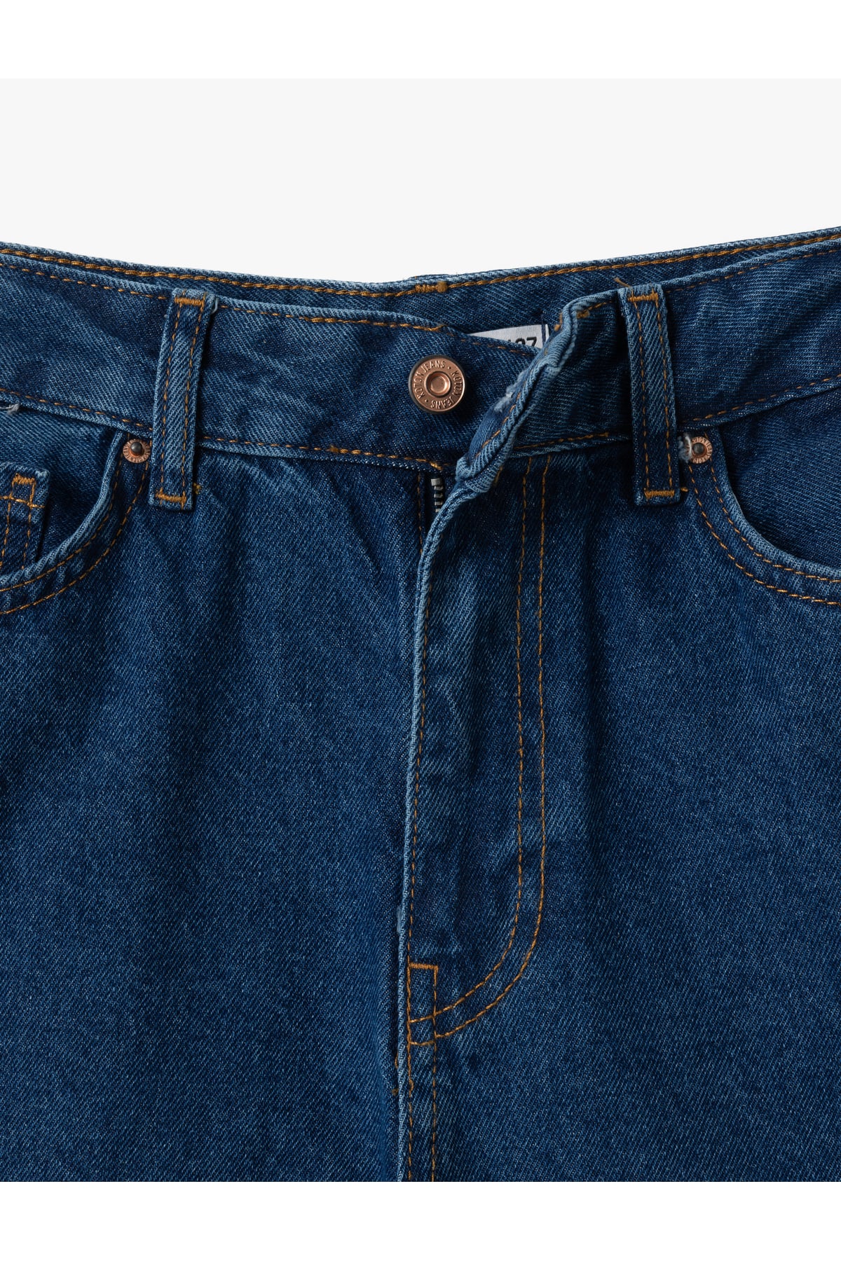 Yüksek Bel Düğmeli Cepli Kısa Geniş Paça Denim Pantolon - Crop Wide Leg Jeans