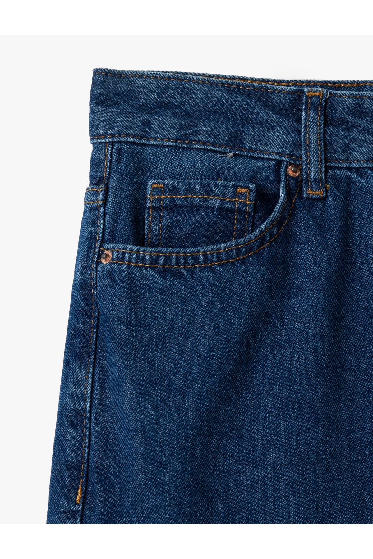 Yüksek Bel Düğmeli Cepli Kısa Geniş Paça Denim Pantolon - Crop Wide Leg Jeans