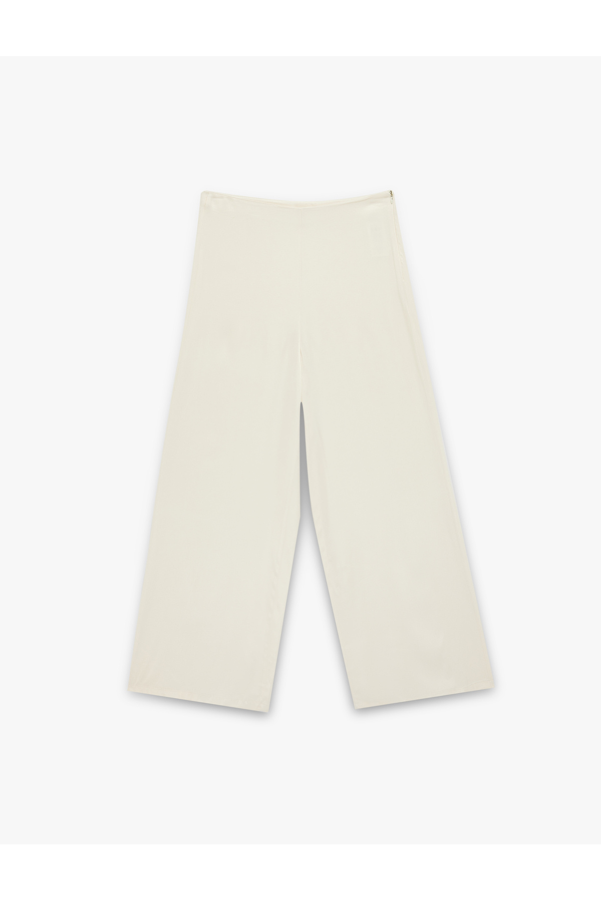 Yüksek Bel Düz Geniş Paça Saten Pantolon