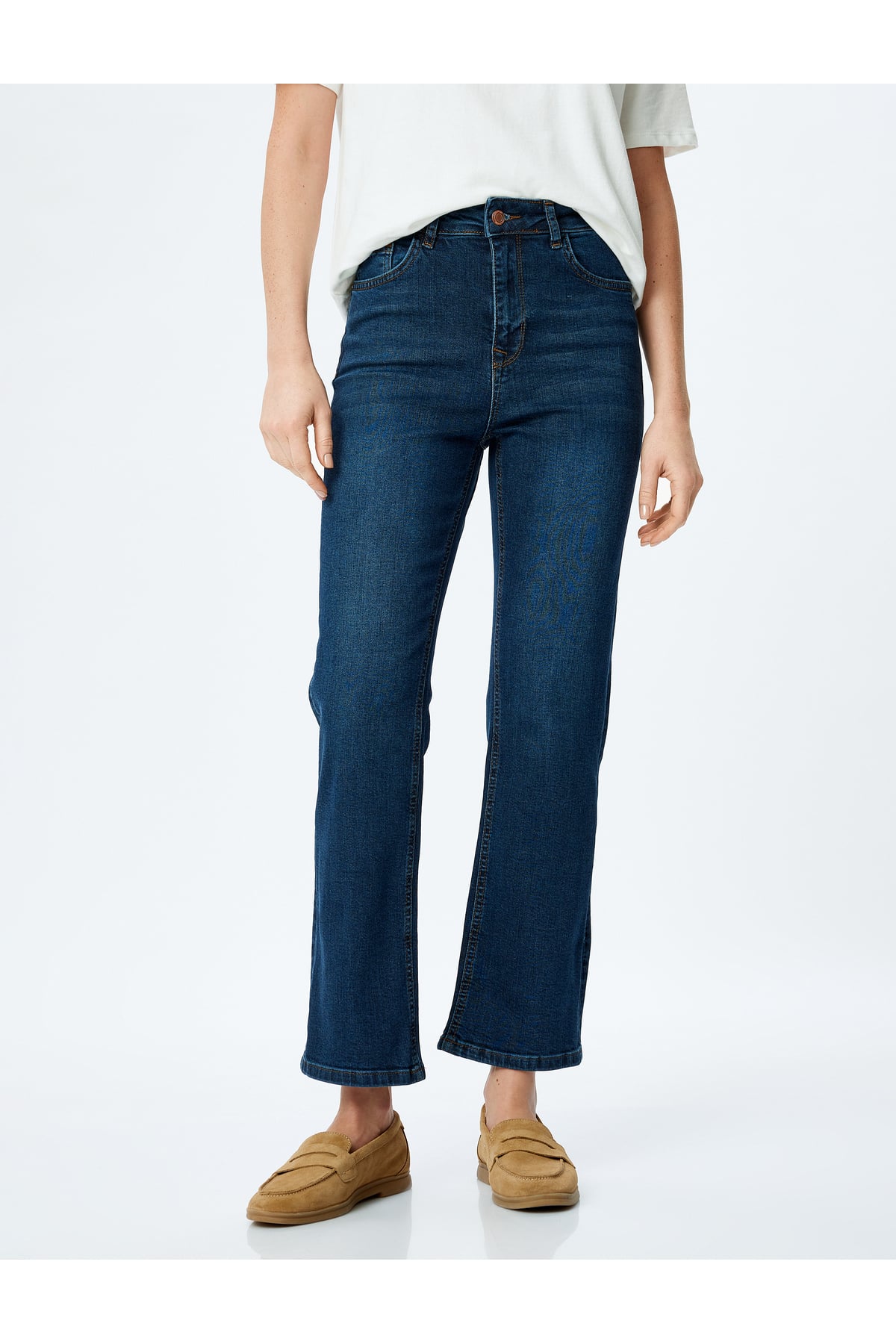 Yüksek Bel İspanyol Paça Denim Pantolon - Kick Flare Jeans