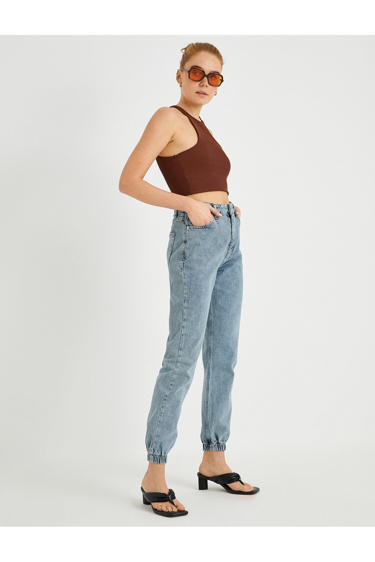Yüksek Bel Jogger Kot Pantolon