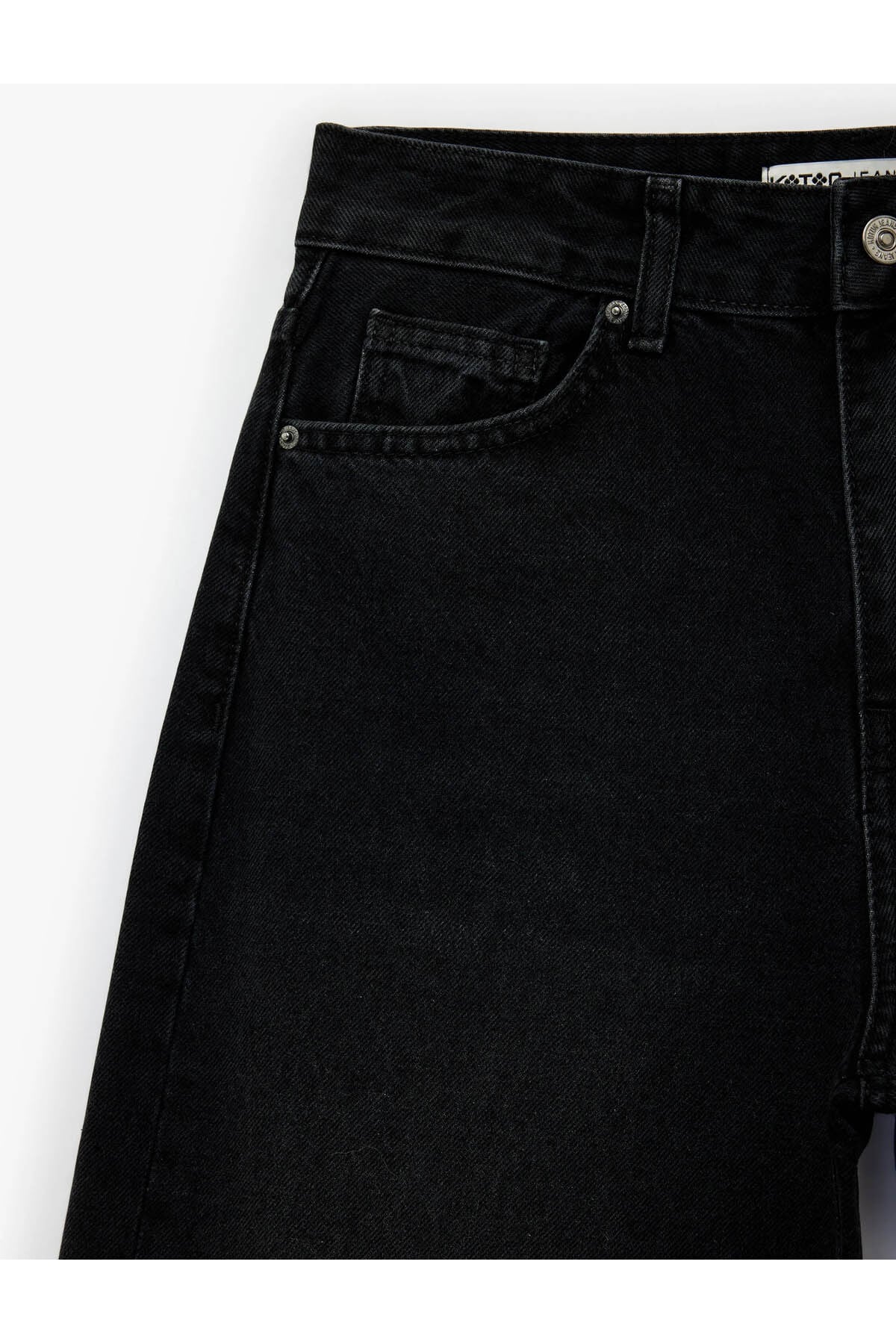 Yüksek Bel Pamuklu Düğmeli Geniş Paça Denim Pantolon - Wide Leg Jeans