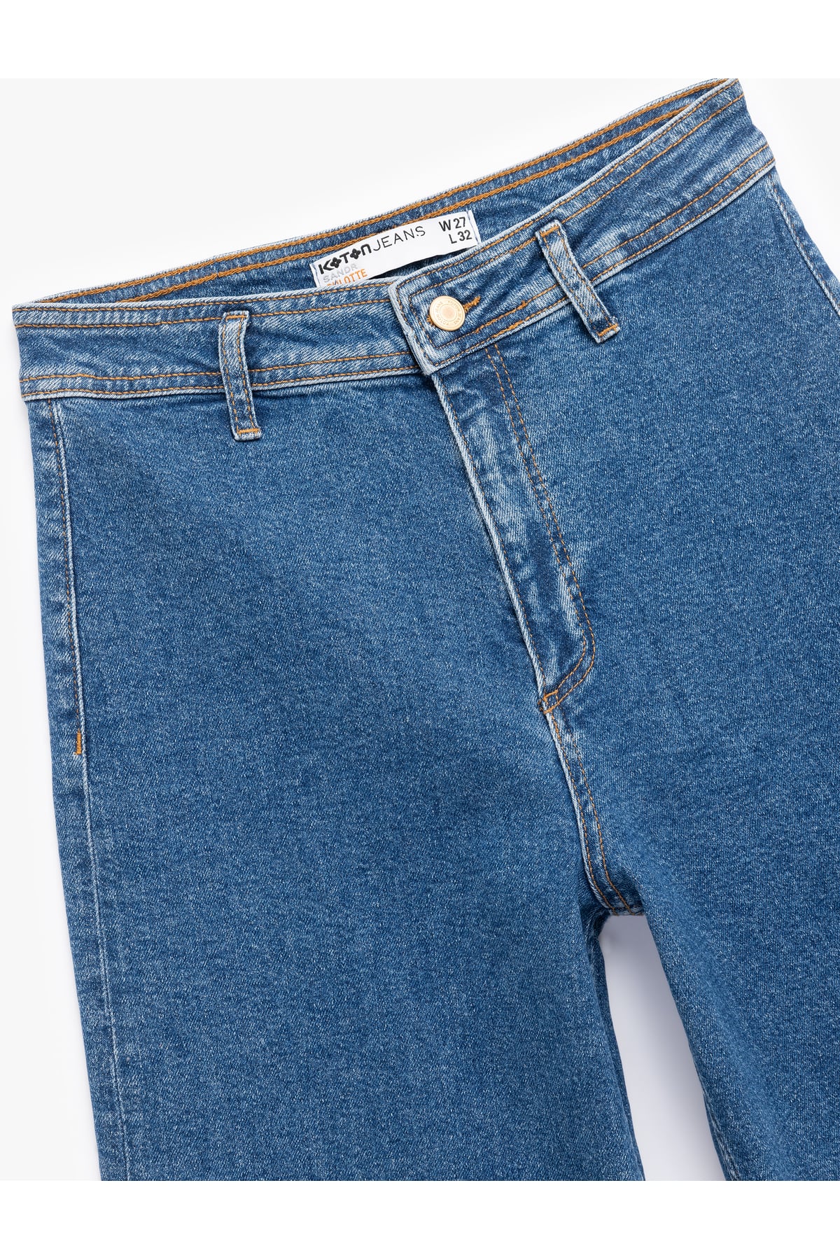Yüksek Bel Rahat Kesim Geniş Paça Pamuklu Jean Pantolon - Culotte Jeans