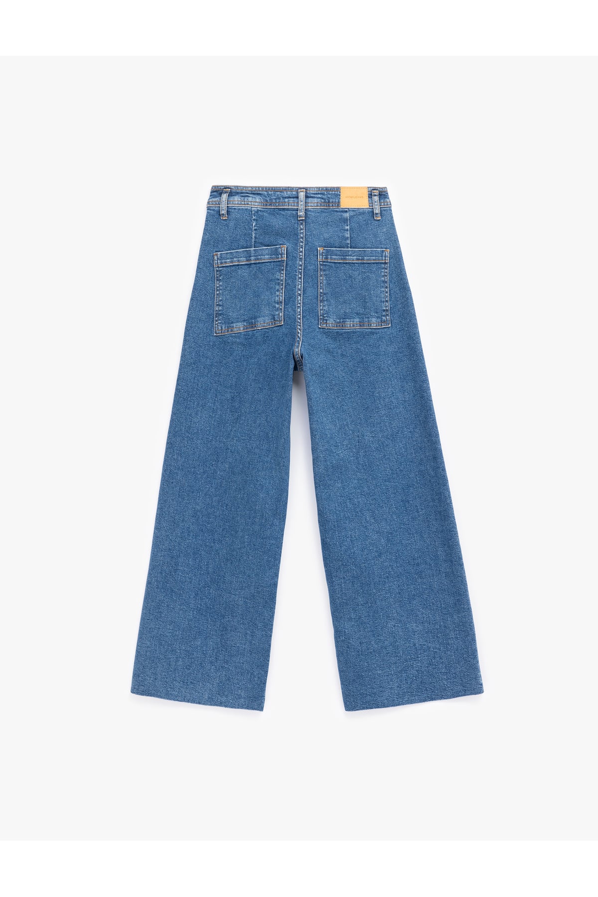 Yüksek Bel Rahat Kesim Geniş Paça Pamuklu Jean Pantolon - Culotte Jeans