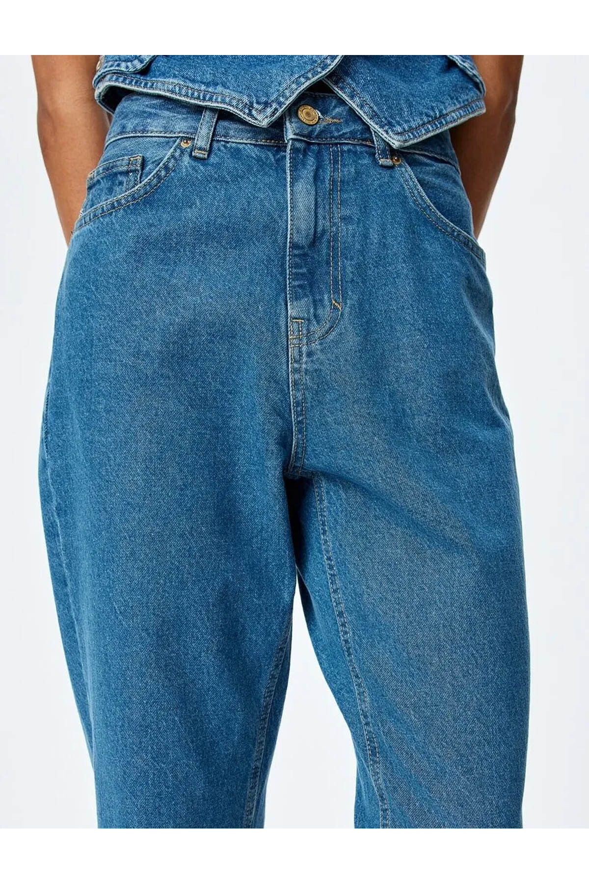 Yüksek Bel Regular Fit indigo Kadın Jean Pantolon 5SAL40126MD