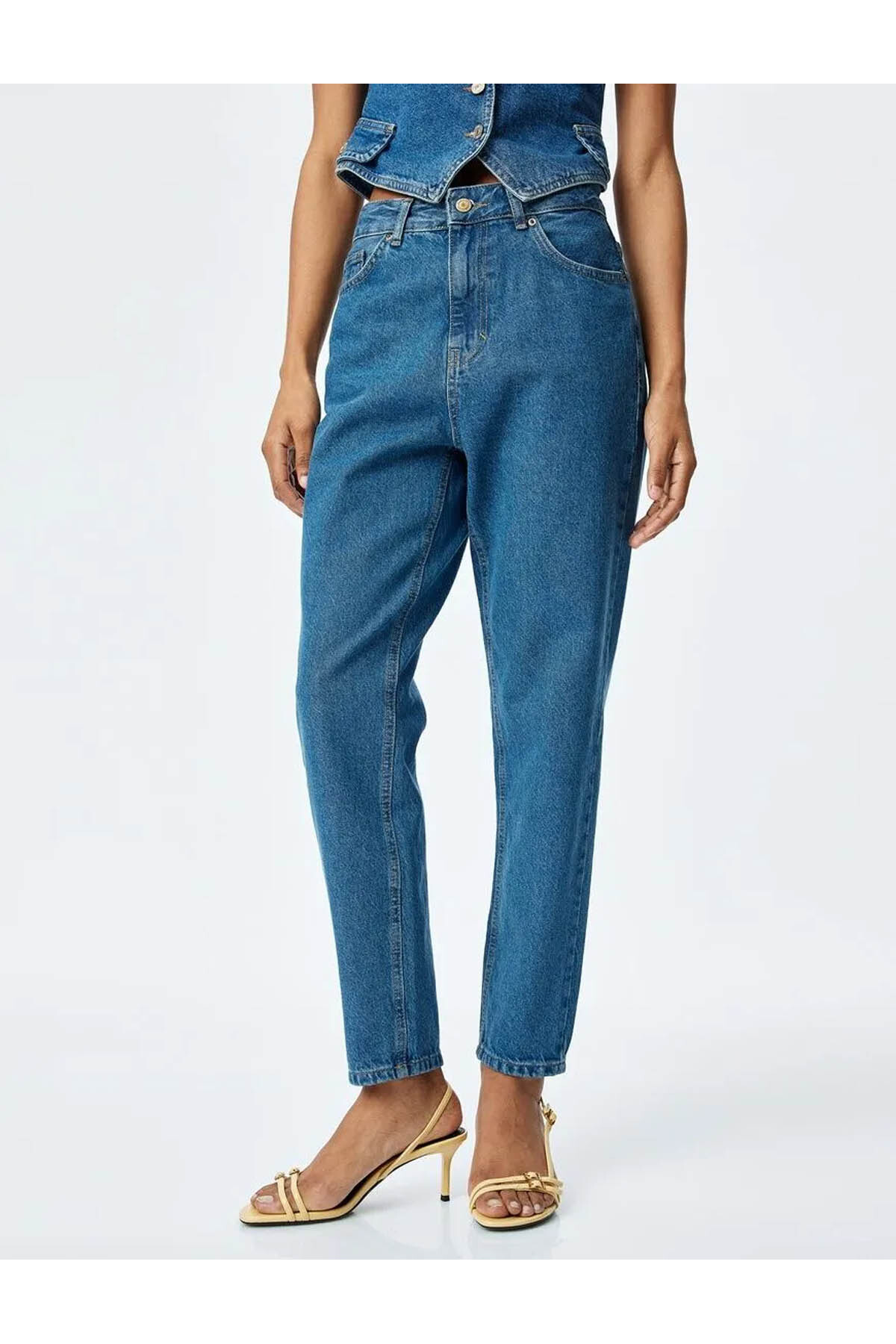 Yüksek Bel Regular Fit indigo Kadın Jean Pantolon 5SAL40126MD