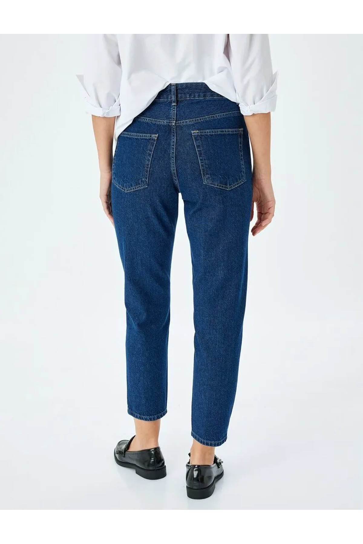 Yüksek Bel Regular Fit Koyu İndigo Kadın Jean Pantolon 5SAL40126MD