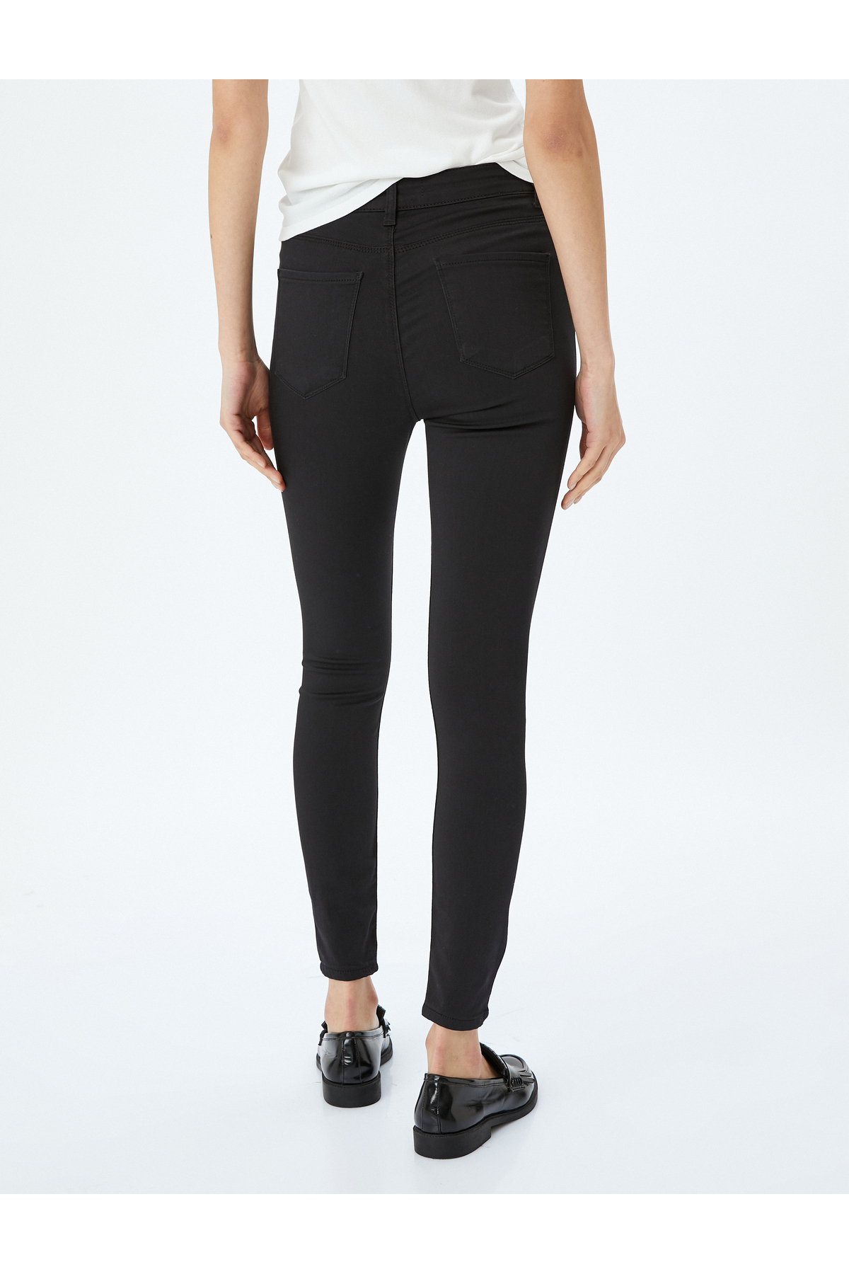 Yüksek Bel Skinny Fit Dar Paça Düğmeli Kot Pantolon - Skinny Fit Jean