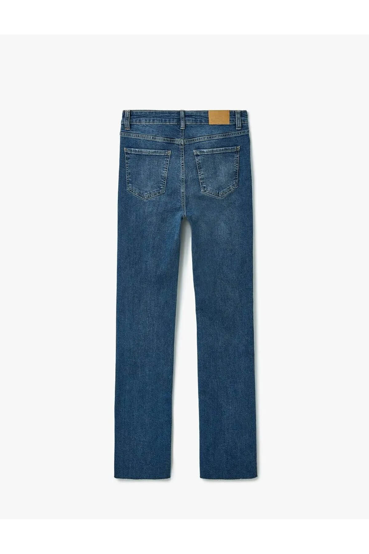 Yüksek Bel Slim Fit Yıpratılmış İspanyol Paça Denim Pantolon -  Flare Jeans