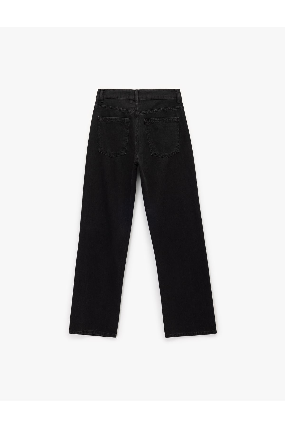 Yüksek Bel Taş Detaylı Düz Paça Jean Pantolon - Straight Fit Jean