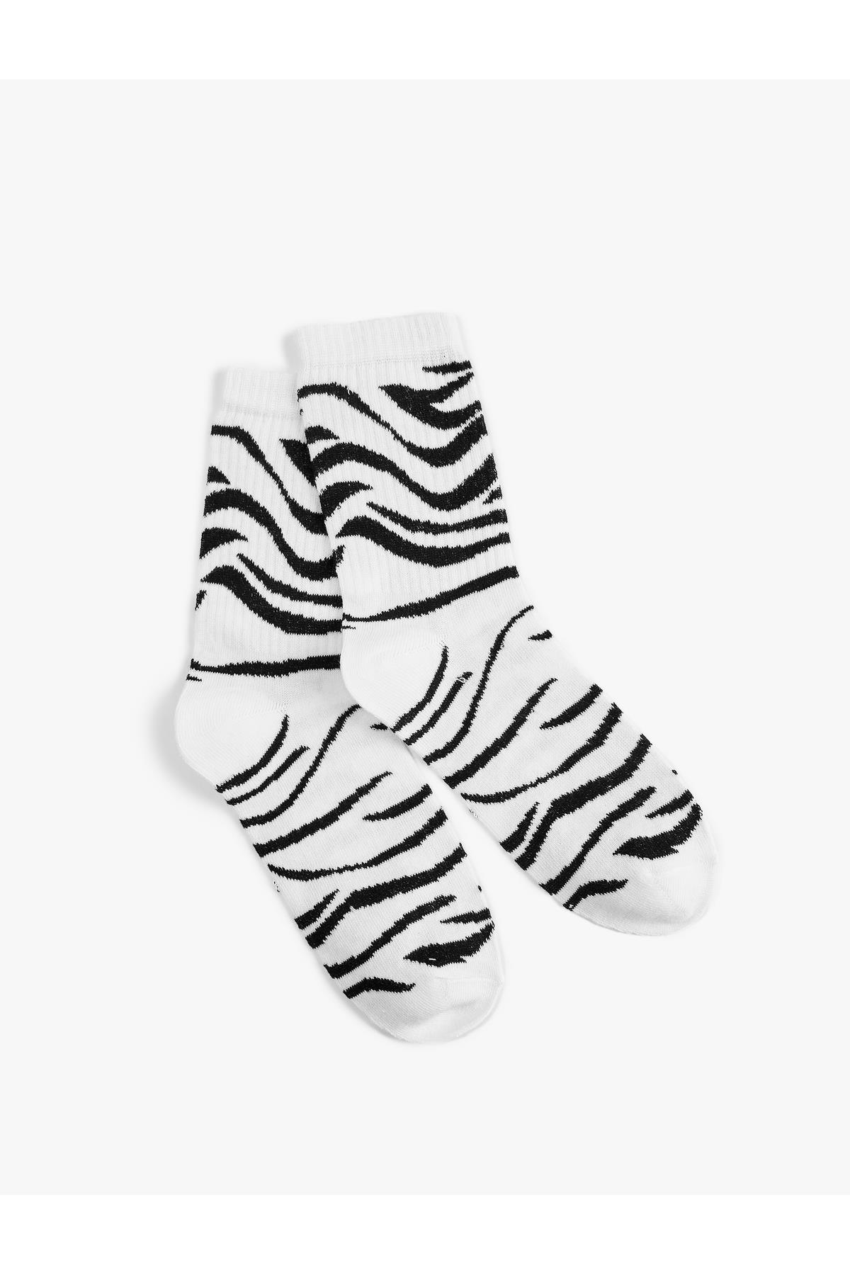 Zebra Desenli Soket Çorap