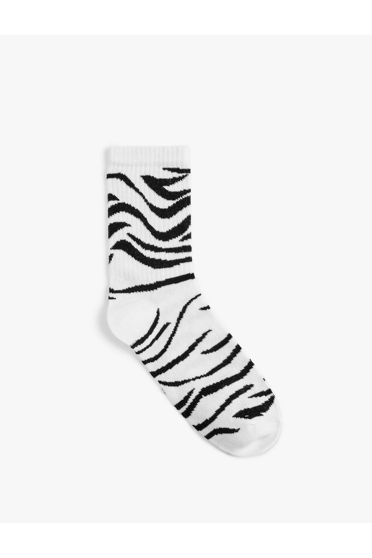 Zebra Desenli Soket Çorap