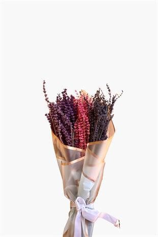 3 Renkli Kokulu Şoklanmış Lavanta Buketi-8 Mart Kadınlar Günü Hediye