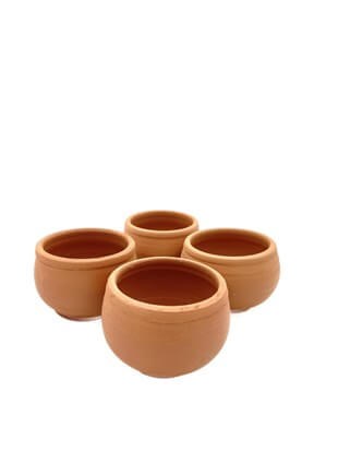 4 Adet El Yapımı 6 cm Terracotta Seramik Saksı (6cm x 5cm)