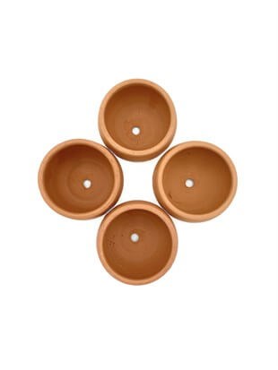 4 Adet El Yapımı 6 cm Terracotta Seramik Saksı (6cm x 5cm)