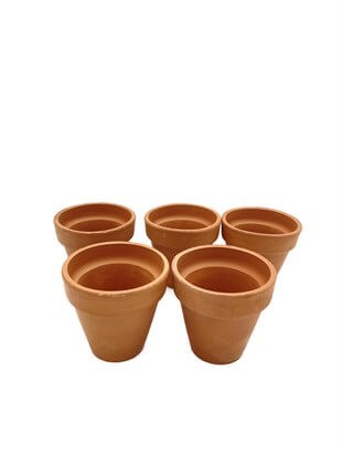 5 Adet El Yapımı 6 cm Terracotta Seramik Saksı (6cm x 6cm)