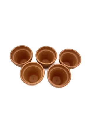 5 Adet El Yapımı 6 cm Terracotta Seramik Saksı (6cm x 6cm)