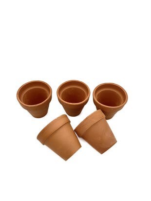 5 Adet El Yapımı 6 cm Terracotta Seramik Saksı (6cm x 6cm)