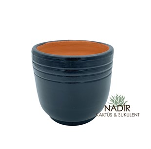 El Yapımı 12.5 cm Seramik Saksı (Çizgili)