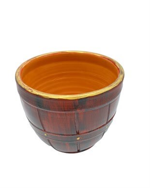 El Yapımı 20 cm Seramik Varil Saksı