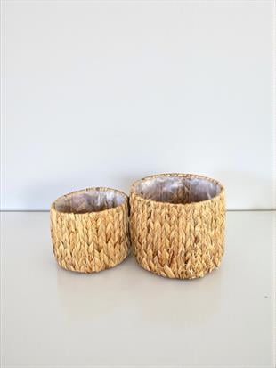 Hasır Örgü Detaylı Dekoratif Saksı