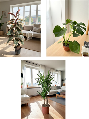 KAMPANYALI SET ( 2 GÖVDELİ ALACALI KAUÇUK -  YUKA 100 CM- MONSTERA)