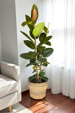 Kauçuk Bitkisi 2 Gövdeli 120 Cm (Ficus Elastica Robusta)