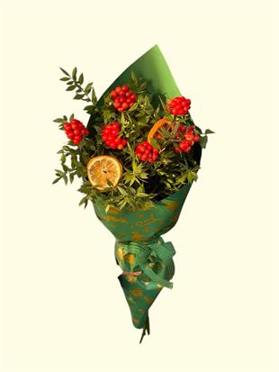 Kırmızı Dokunuş - Yılbaşı Bitki Seti - Vriesea Splendens - Ardisia Crenata - Skimma Japonica - Kokina