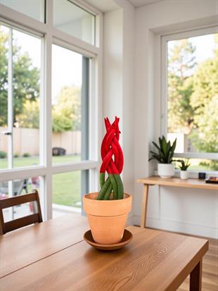 Kırmızı Renkli Kadife Örgülü Sansevieria Cylindrica (Paşa Kılıcı) 