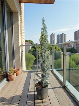 Mavi Servi (Arizona Servisi) 130 cm – Formlu & Gümüşi Mavi Yapraklı