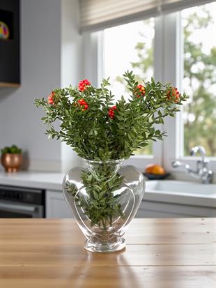 Süslenmiş Hediyelik Cam Vazoda Kokina Large – Yeni Yıl Özel