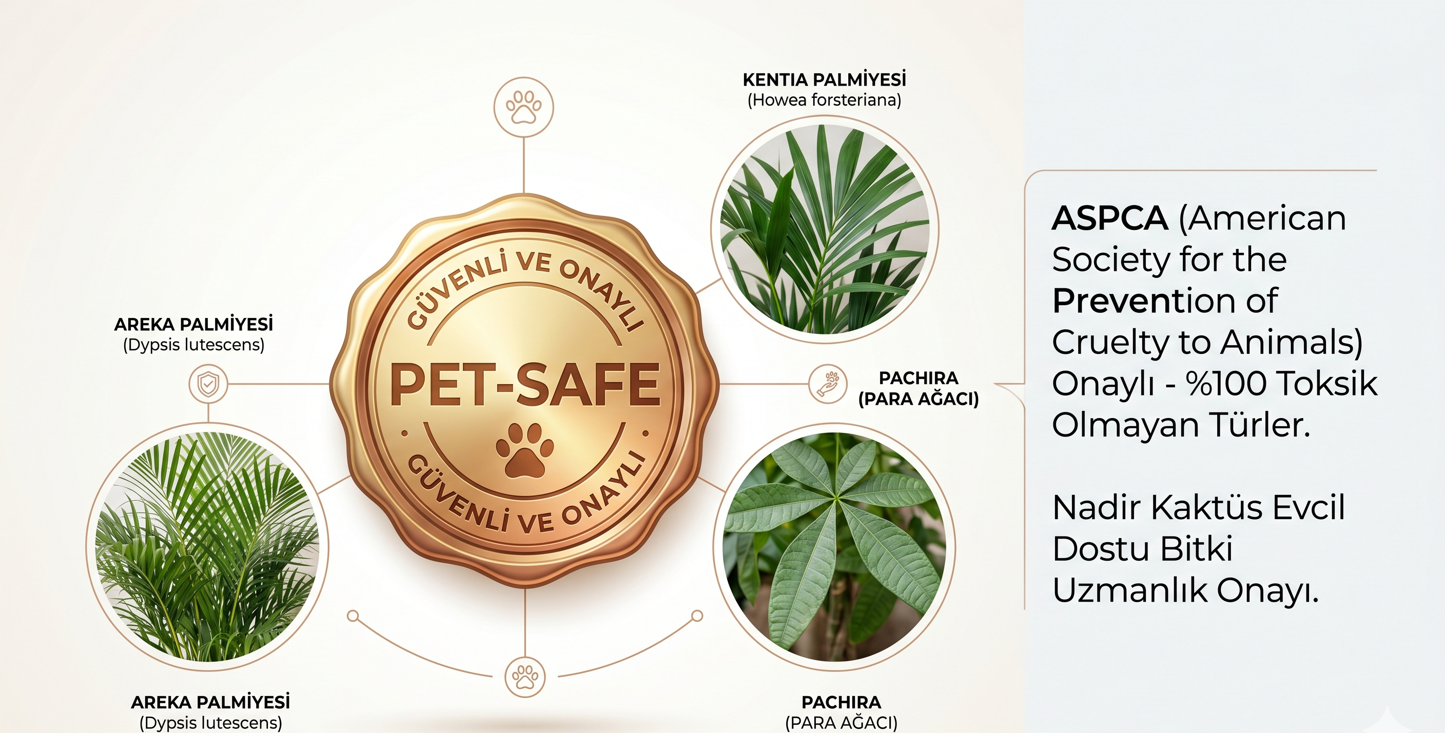 Kedi ve köpekler için %100 güvenli (non-toxic) büyük boy bitkiler listesi.