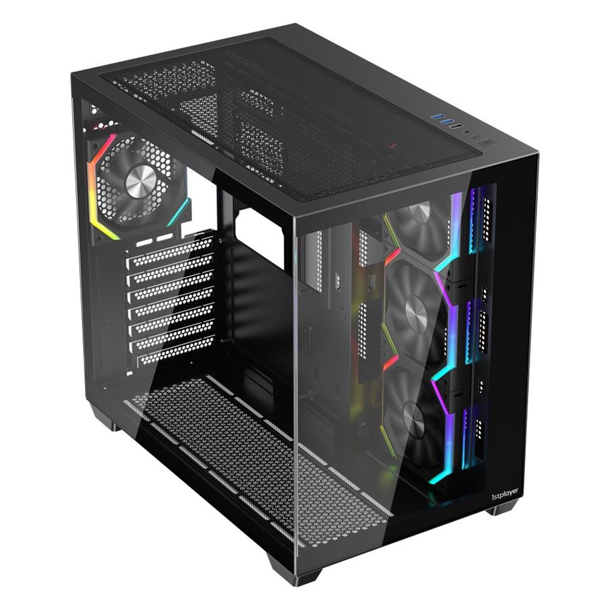1ST Player BV7 ACK 750W 80+ BRONZE ARGB 4X12CM Fan Panoramik Temperli Cam USB 3.0 Atx Siyah Kasa 