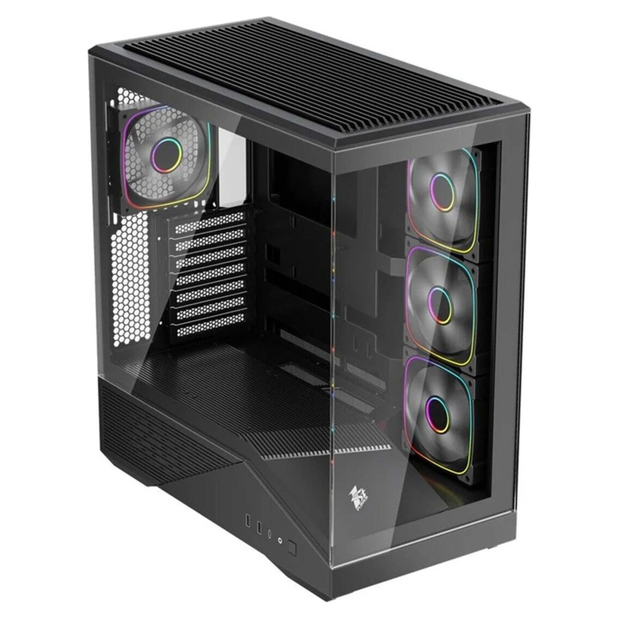 1ST Player GM7 BTF 750W 80+ Bronze Argb 4X12CM Fan Temperli Cam Usb 3.0 Type-C Atx Siyah Kasa 