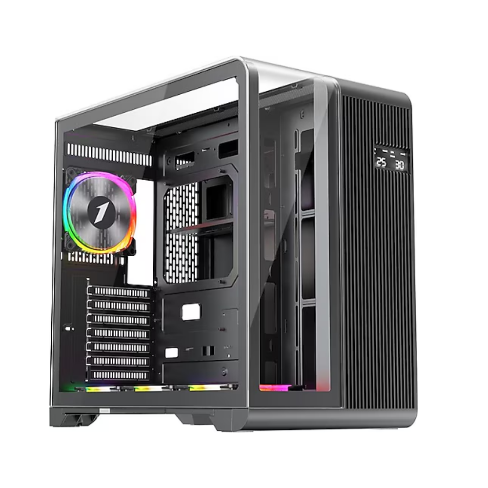 1ST Player RT7 Siyah Digital 850W 80+ Gold Full Modüler 4X12CM ARGB 3 Taraflı Temperli Cam USB 3.0 - Type C Atx Kasa 