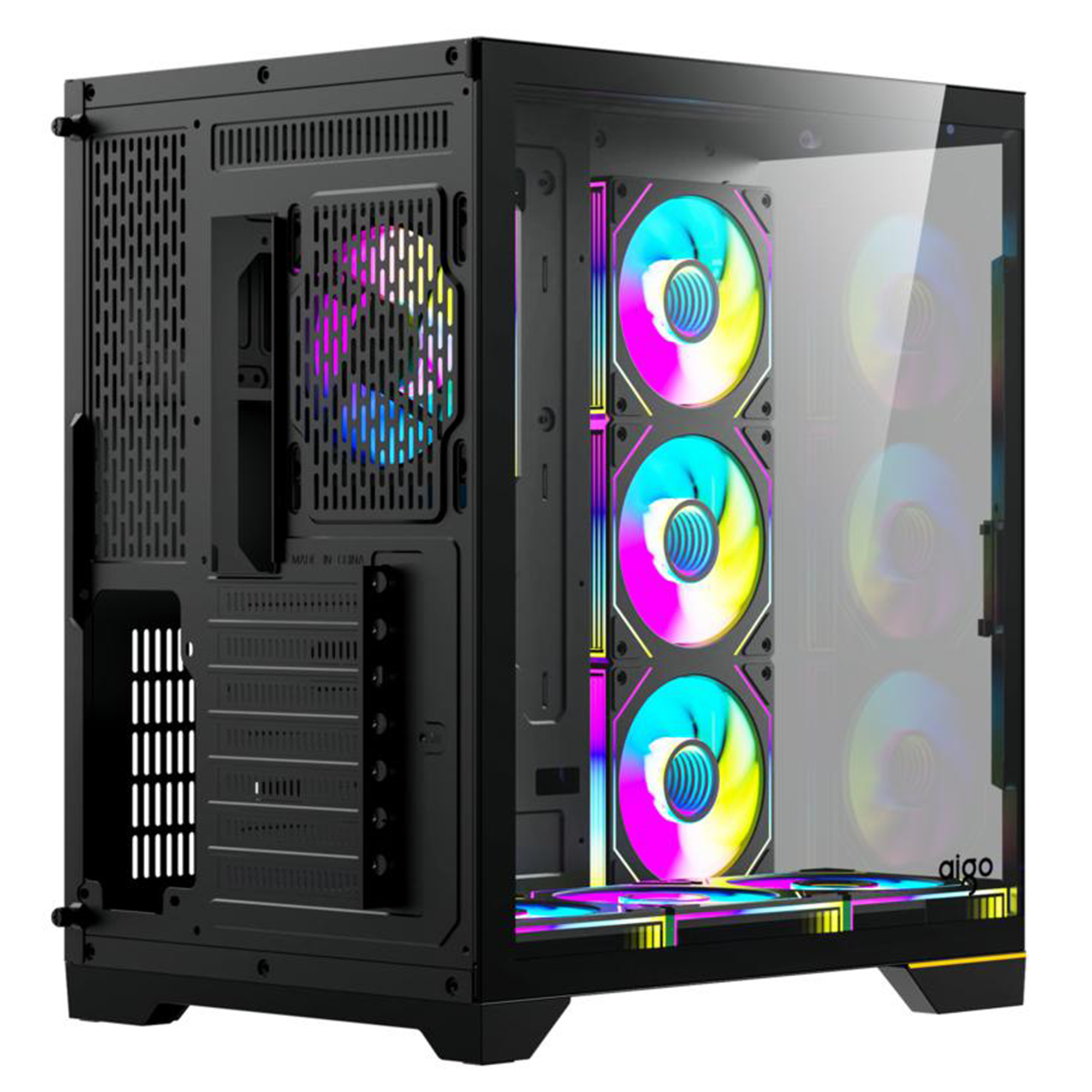 AIGO FT418 Pro Siyah 7x L17 ARGB Fanlı 850W 80+ Bronze Gen5 LCD Mid Tower Kasa