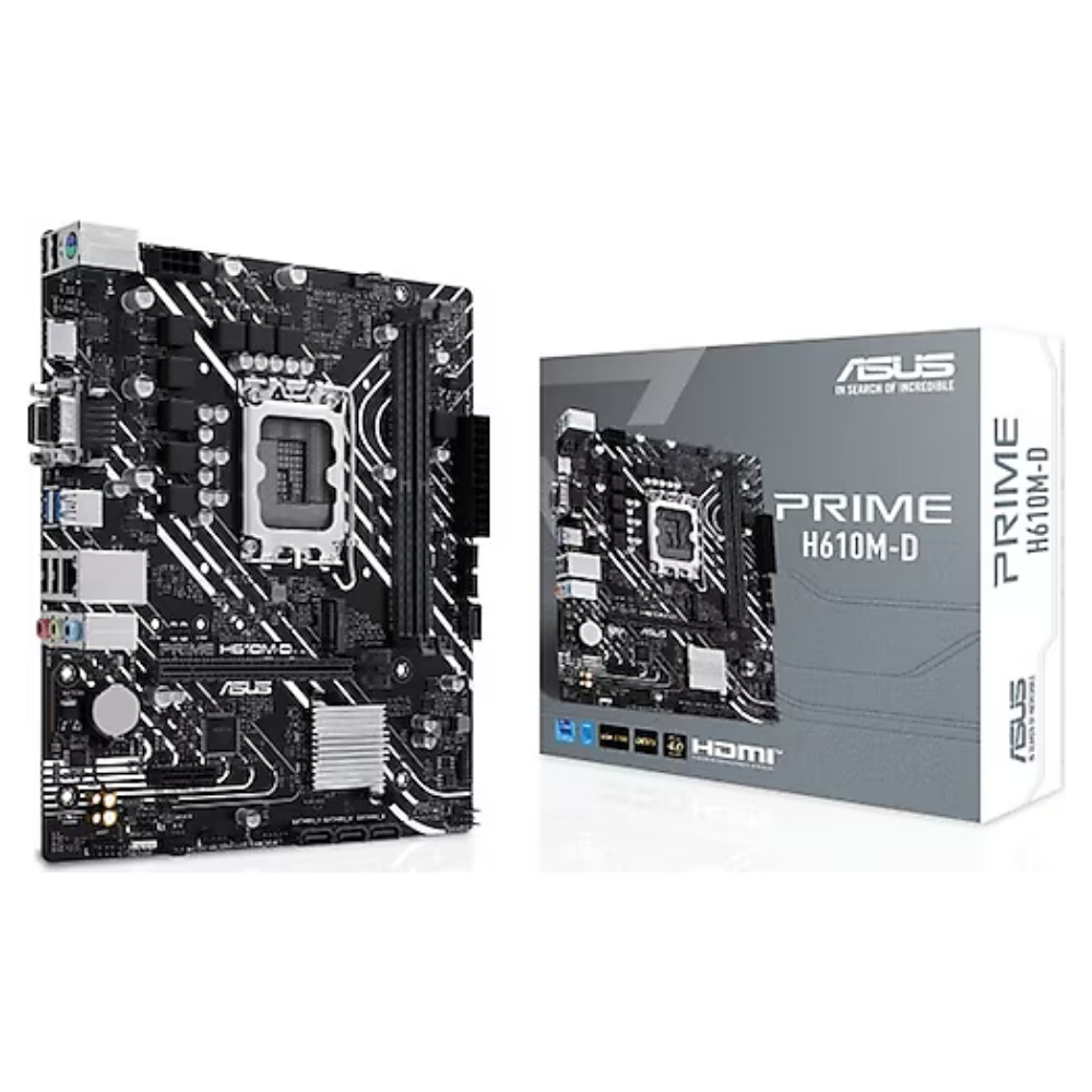 Asus PRIME H610M-D DDR5 Intel 1700p 5600 HDMI VGA M2 USB3.2 COM mATX