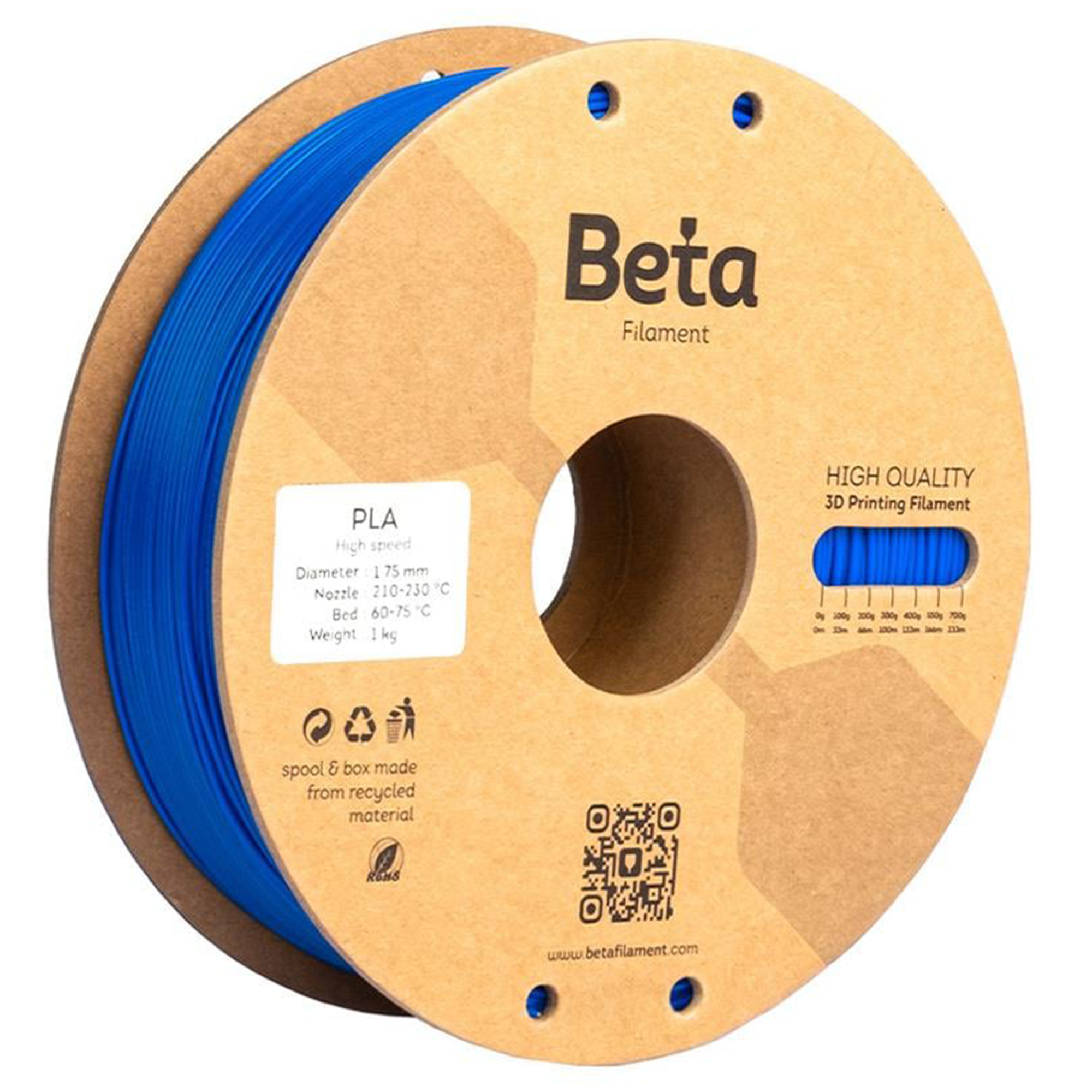 Beta PLA+ Filament Deep Blue 1.75mm
