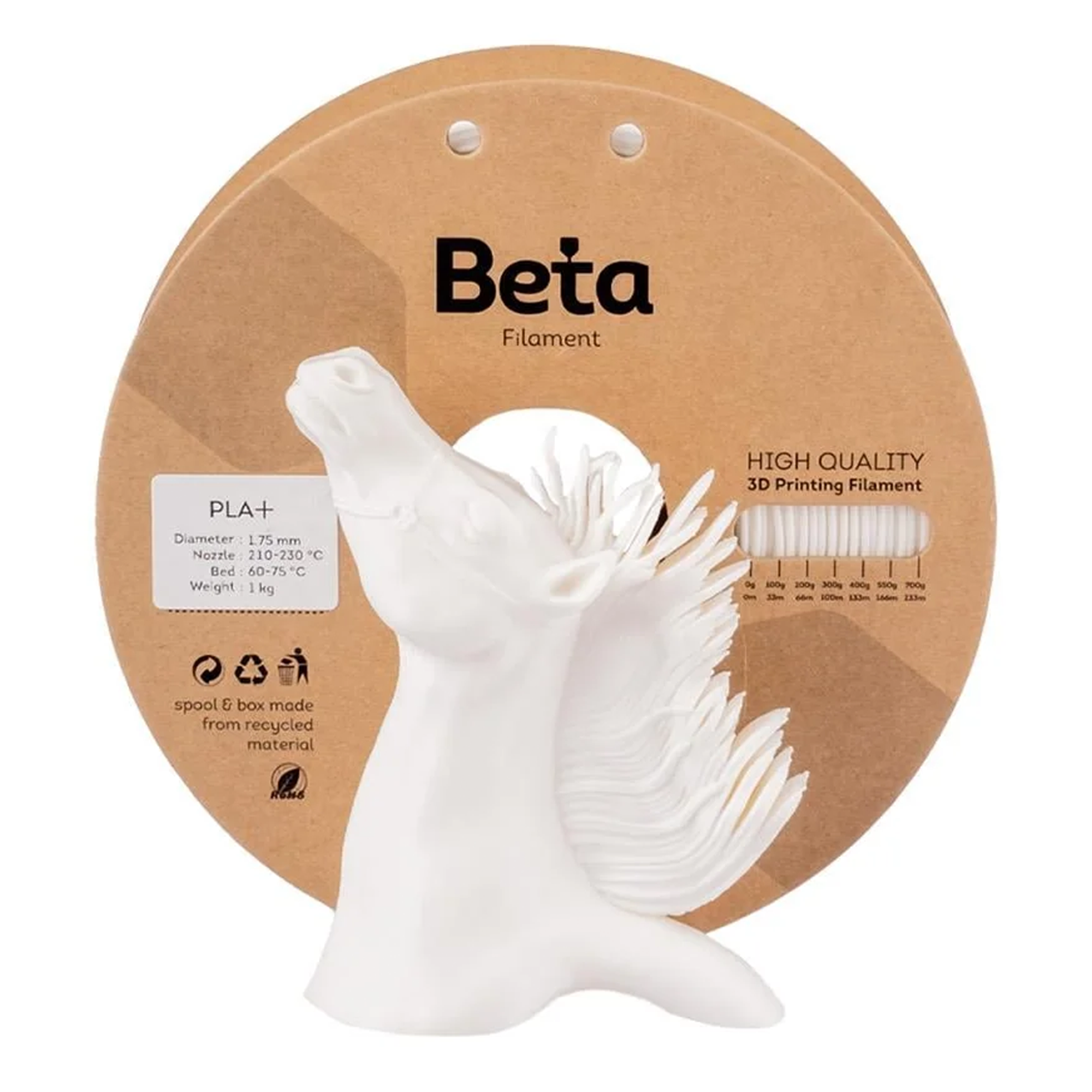 Beta PLA+ Filament White 1.75mm 3 Kg