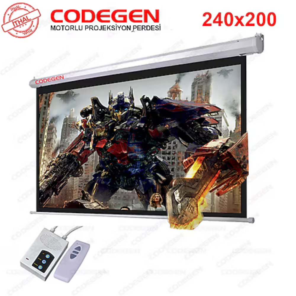Codegen Projeksiyon Perdesi Motorlu EX-24 240x200,Uzaktan Kumanda