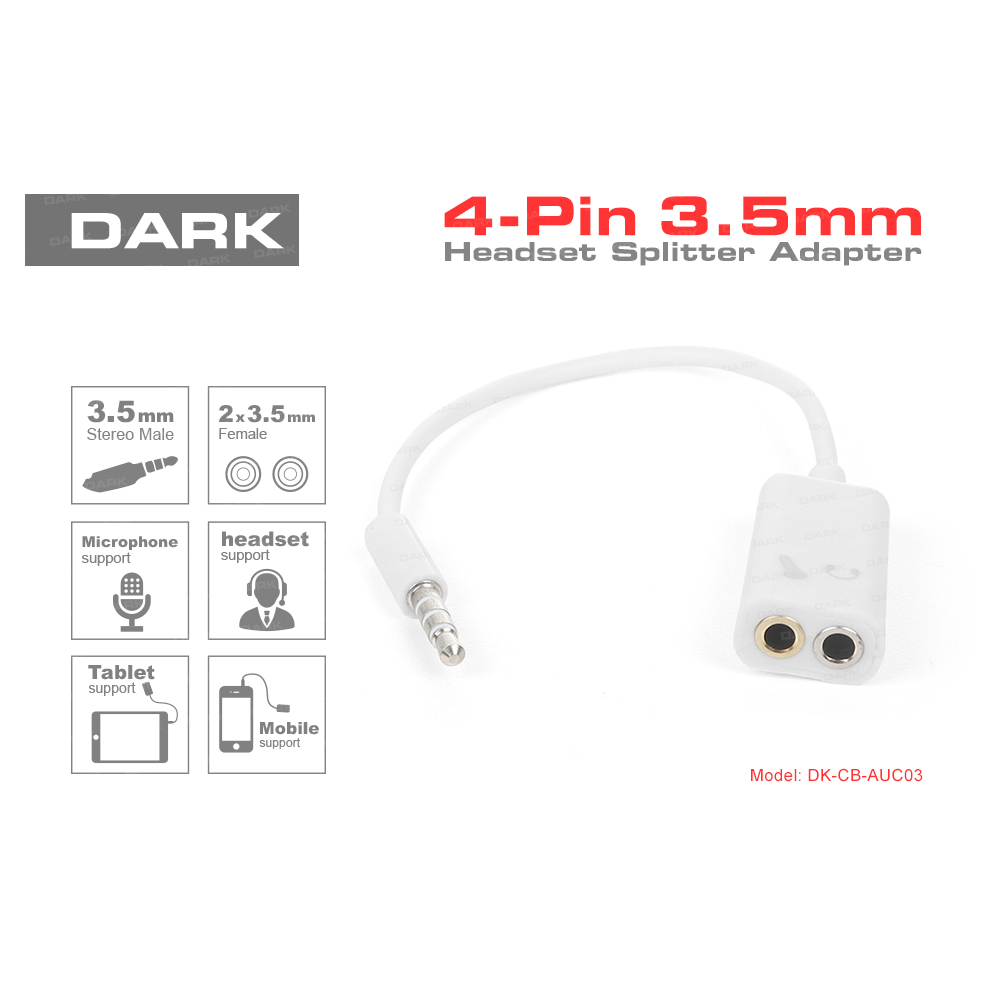 Dark DK-CB-AUC03 4PIN 3,5mm STEREO E/2*3,5mm Çevirici