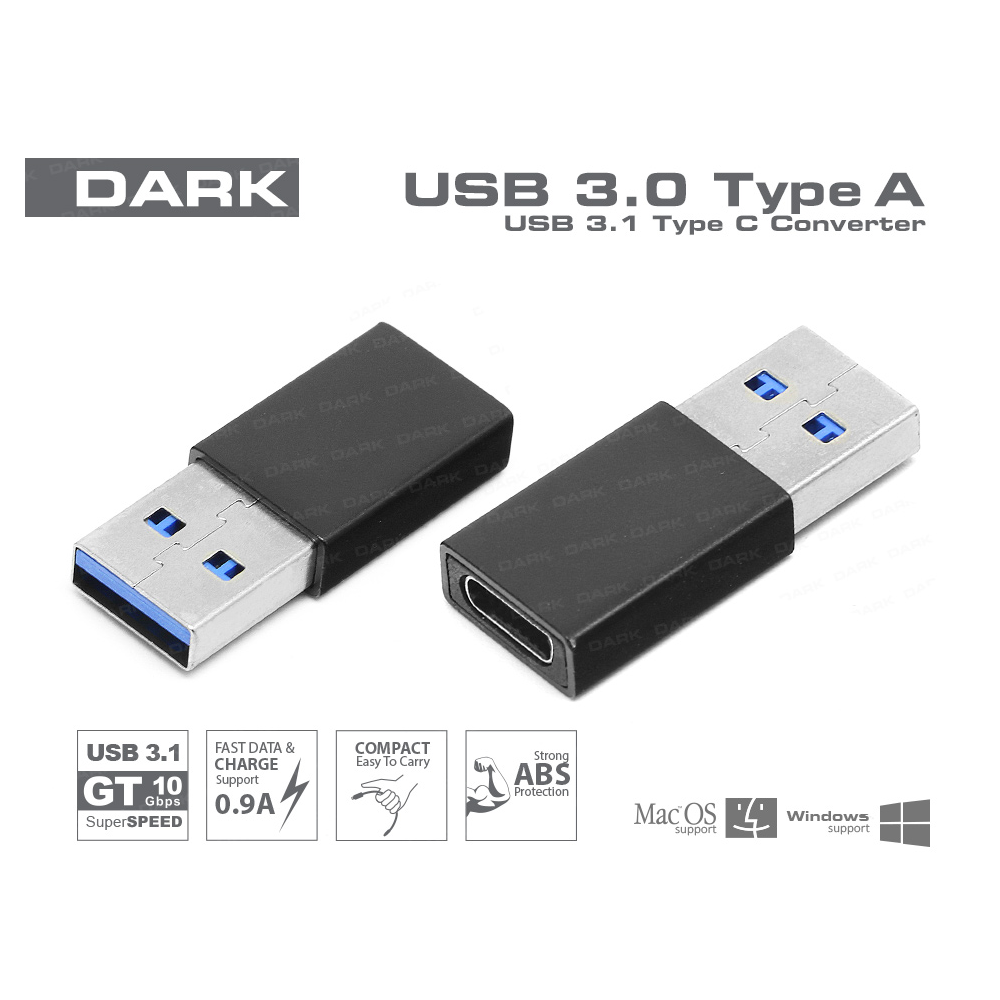 Dark USB3.0 Type-A  USB3.1 Type-C Dişi Dönüştürücü