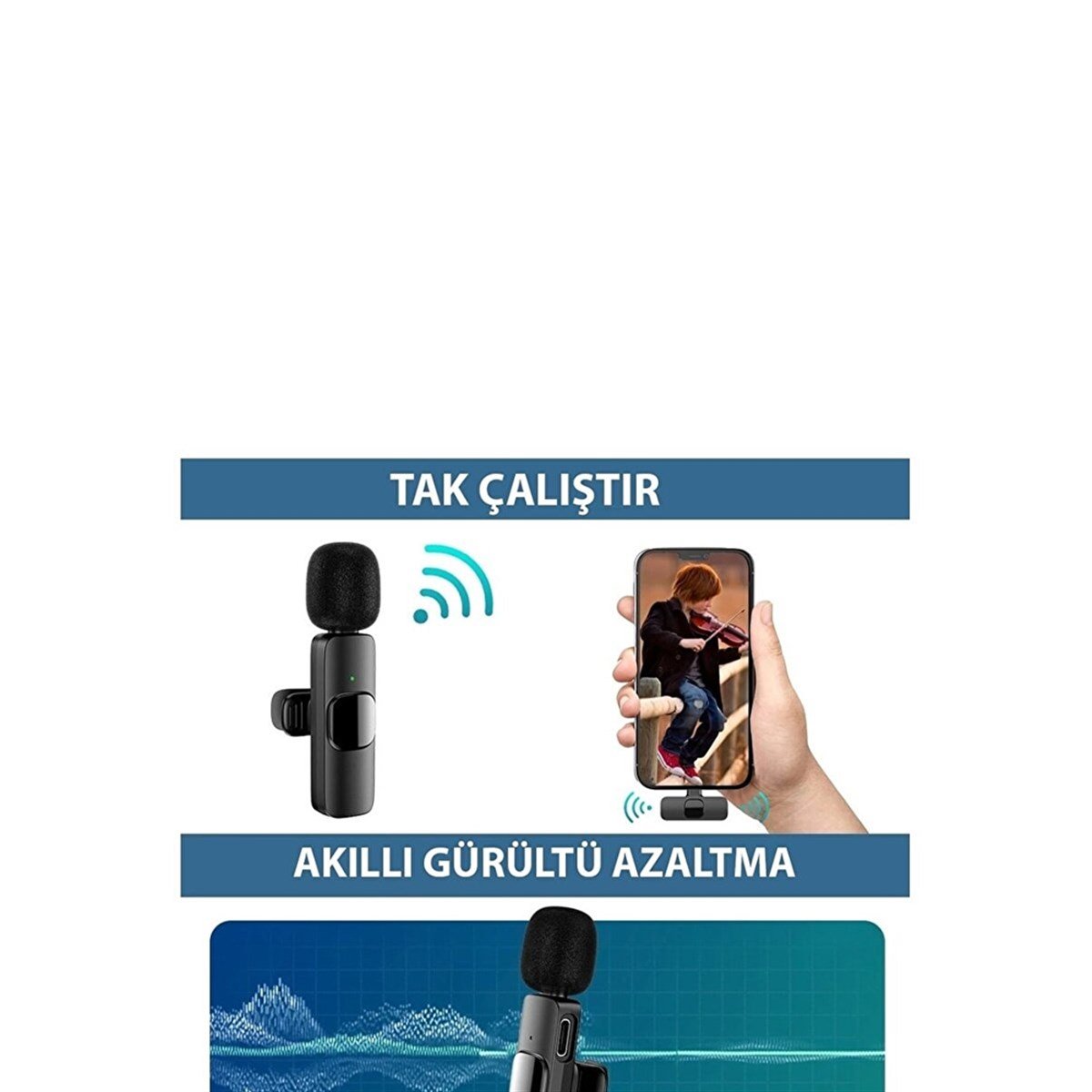 Daytona K9 Type-c Tak Çalıştır Android Telefon + Tablet Kablosuz Yaka Mikrofonu K9T