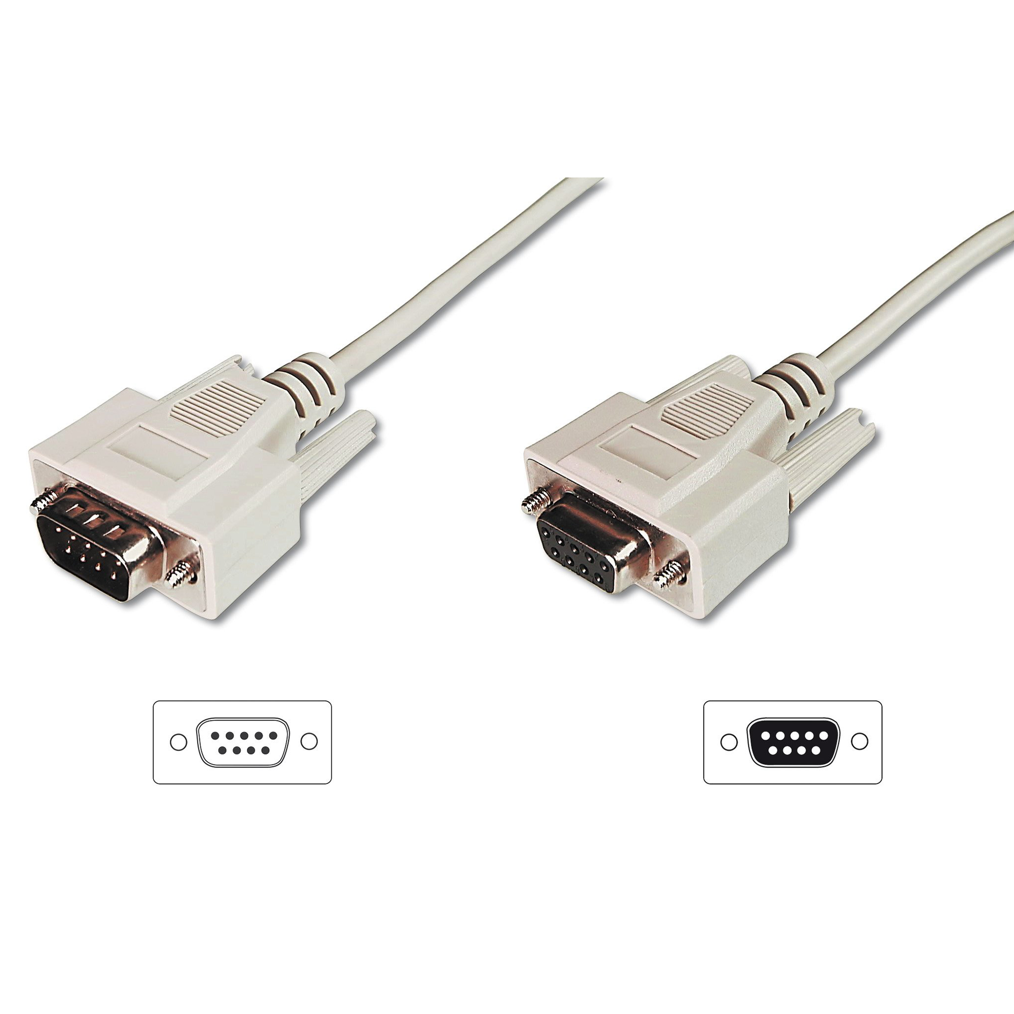 Digitus 2.0m D-Sub 9 Erkek / D-Sub 9 Dişi  AWG28  D-Sub 9 M/F AK-610203-020-E Veri İletim/Seri Uzatma Kablosu